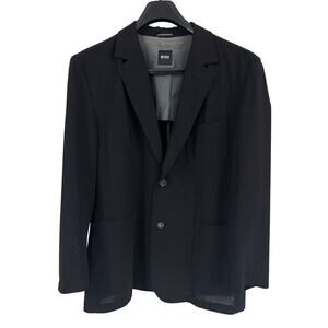 Boss Hugo Boss Mario's Italy Black 100% Virgin Wool Light Summer Blazer Sz 46R
